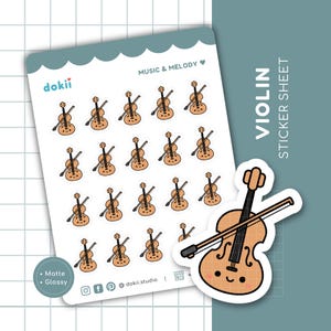 Hoja de pegatinas de violín kawaii / Lindas pegatinas para planificador de práctica musical Lección de violín, Estudiante violinista, Clase de música para músico Profesor de violín Reino Unido
