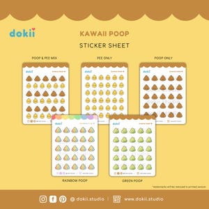 Kawaii Poop & Pee Sticker Sheet | Cute Poop Planner Stickers Potty ...