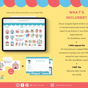 Kawaii Carnival Digital Stickers | 29 Cute Festival Goodnotes Planner ...
