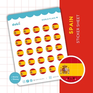 Stickervel vlag Spanje | Leuke Spaanse vlag planner stickers circulair label Spanje sticker reissticker Spaanse taal tracker les