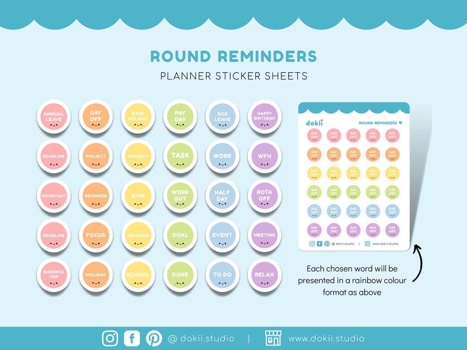 Round Reminders Stickers | Circular Reminders Pastel Aesthetic Stickers ...