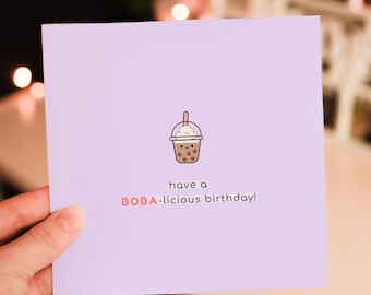 Cute Bubble Tea Card | Funny Boba Tea Birthday Card Kawaii Bubble Tea Birthday Greeting Card, Boba Tea Lover Gift, Funny Pun Bubble Tea Card
