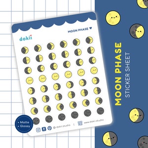 48 Mondphase Sticker Bogen | Niedliches Moon Tracker Planner Sticker Symbol | Neuvollmond, Mondsichel | Weltraum Planet Astronomie Mond Mond UK