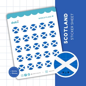 Scottish Flag Sticker Sheet | Cute Scotland Flag Planner Stickers Circle Label Scotland Travel Sticker Gift Scottish Art Print Sticker