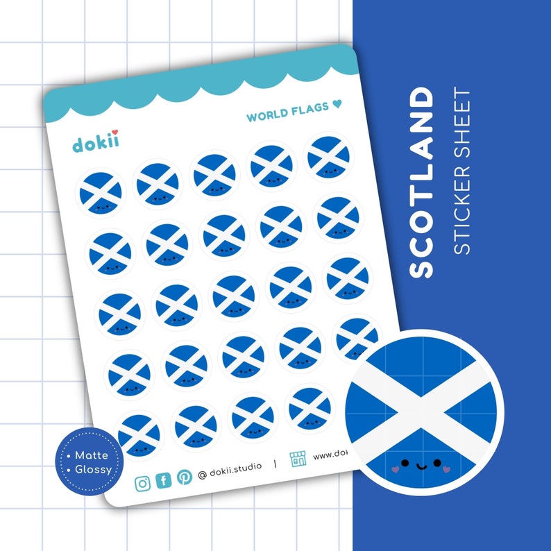 Scottish Flag Sticker Sheet | Cute Scotland Flag Planner Stickers ...
