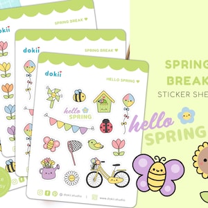 Jolie feuille d'autocollants de printemps | Sticker agenda printemps kawaii, mars - fleurs de printemps, abeilles, lapin, poussin, tulipe, marguerite, tournesol Royaume-Uni