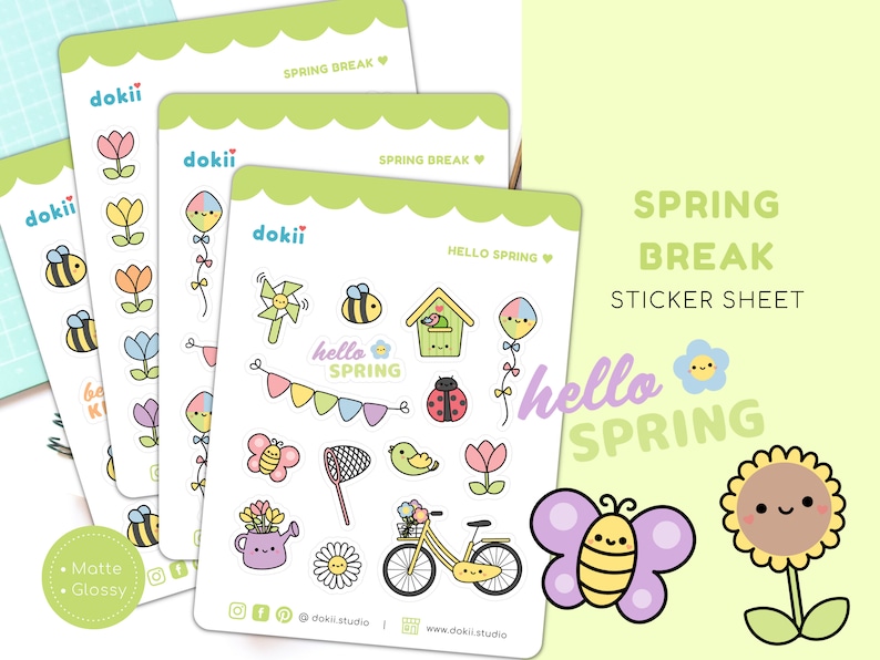 Cute Spring Sticker Sheet | Kawaii Spring Planner Sticker March ...