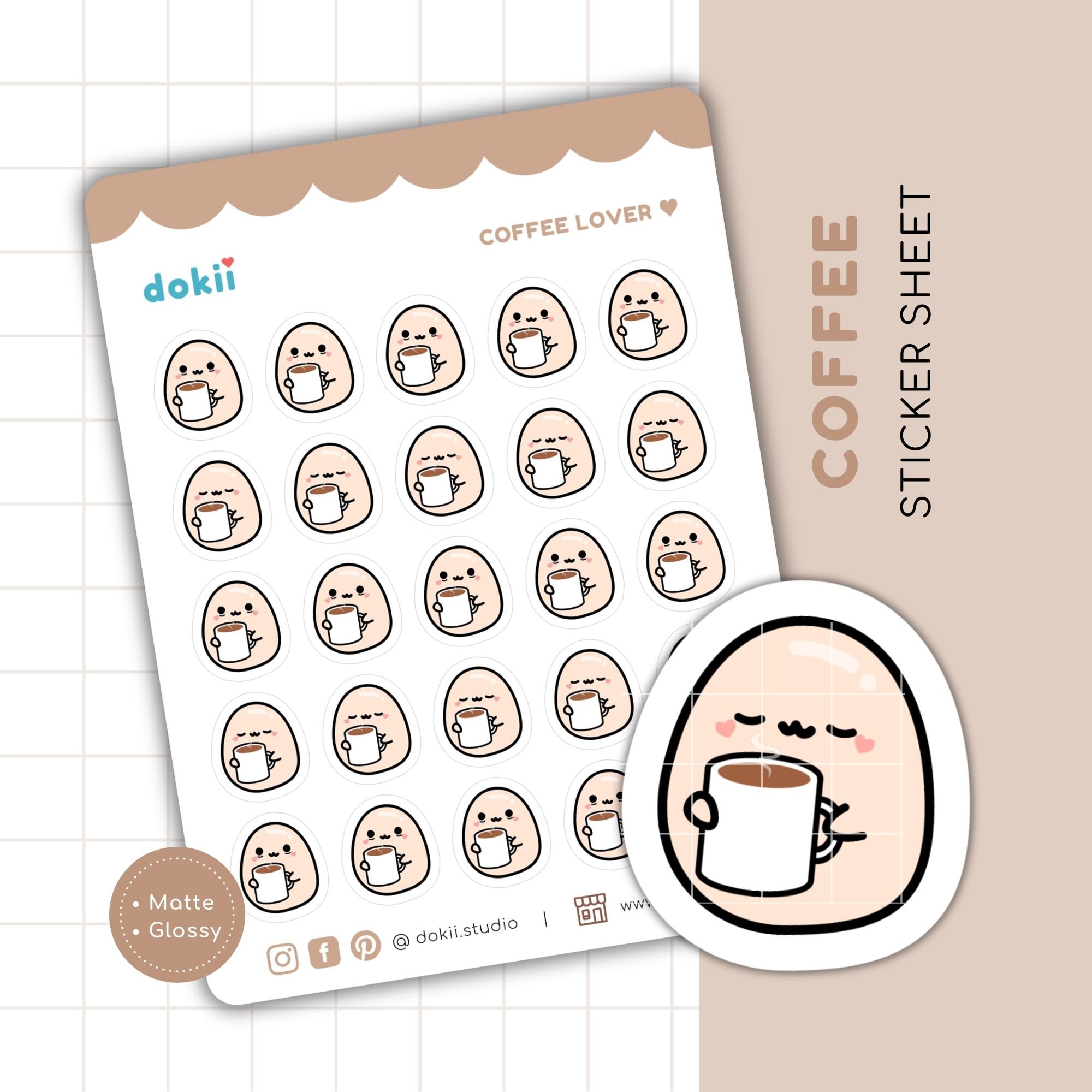 Cute Coffee Sticker Sheet | Kawaii Coffee Planner Stickers Coffee Lover ...