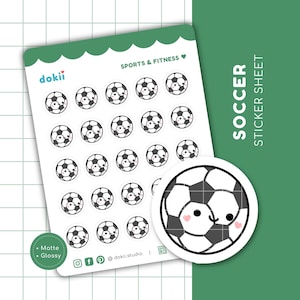 Kawaii Football Sticker Sheet | Cute Soccer Stickers Sports Football Practice Tracker Planner Sticker Soccer Tournament World Cup UK