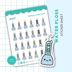 Folha de adesivos fofos para fio dental | Adesivos para planejador de fio dental para dentista | Adesivos para planejador odontológico Adesivos Kawaii para lembrete de uso do fio dental no Reino Unido