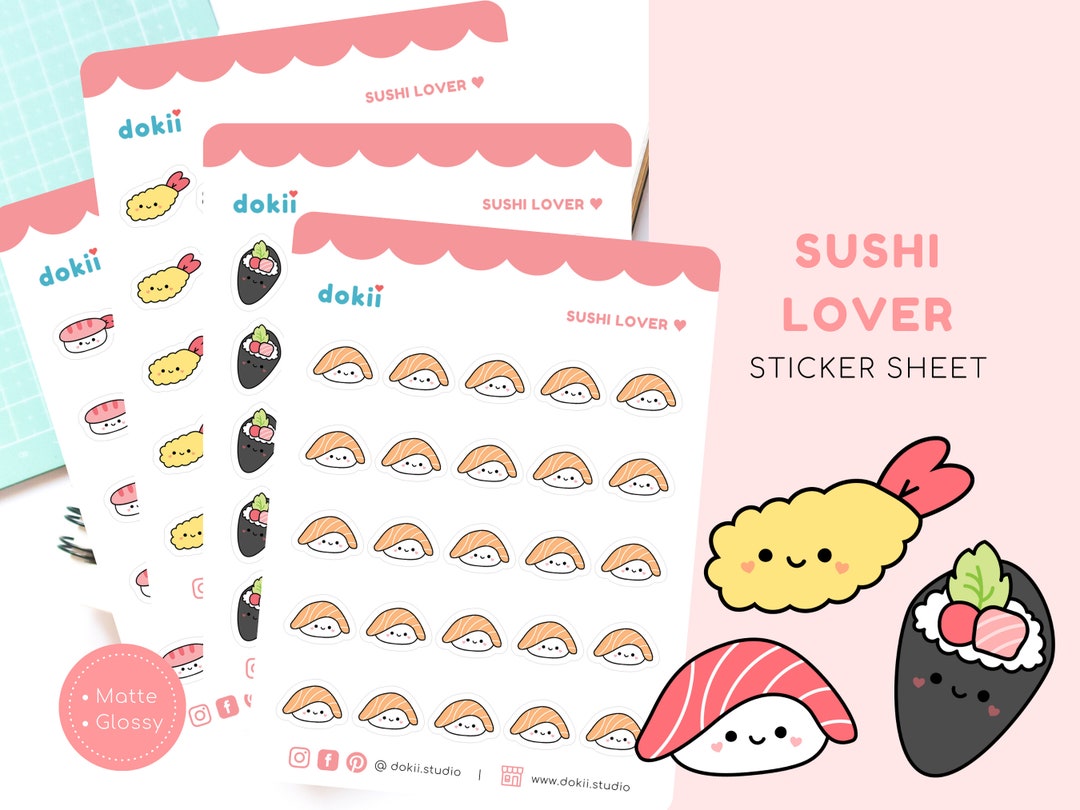 Kawaii Sushi Lover Sticker Sheet | Cute Meal Planner Stickers Japanese ...