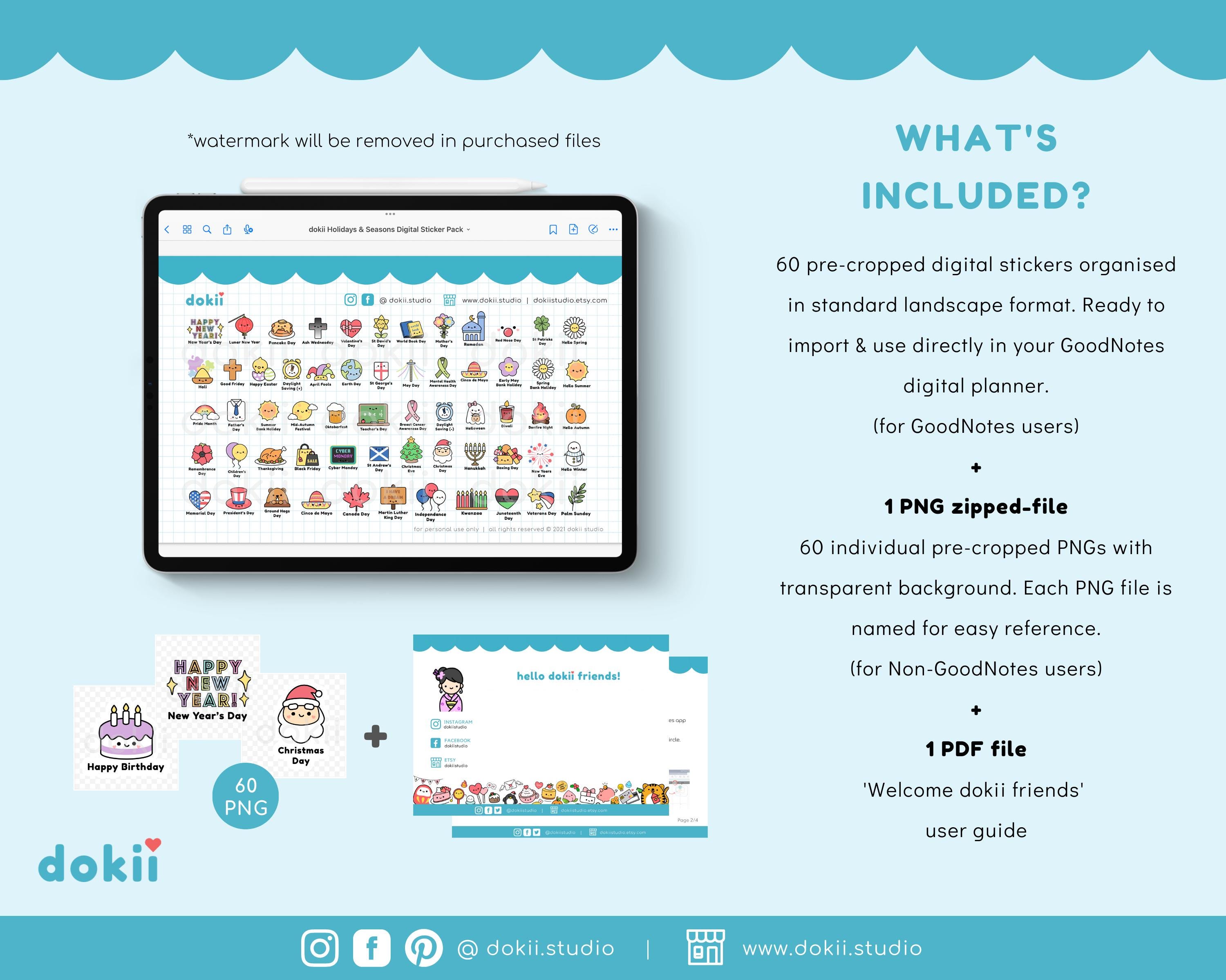 60 Global Holidays Digital Stickers 2025 | Cute UK, US Holidays ...