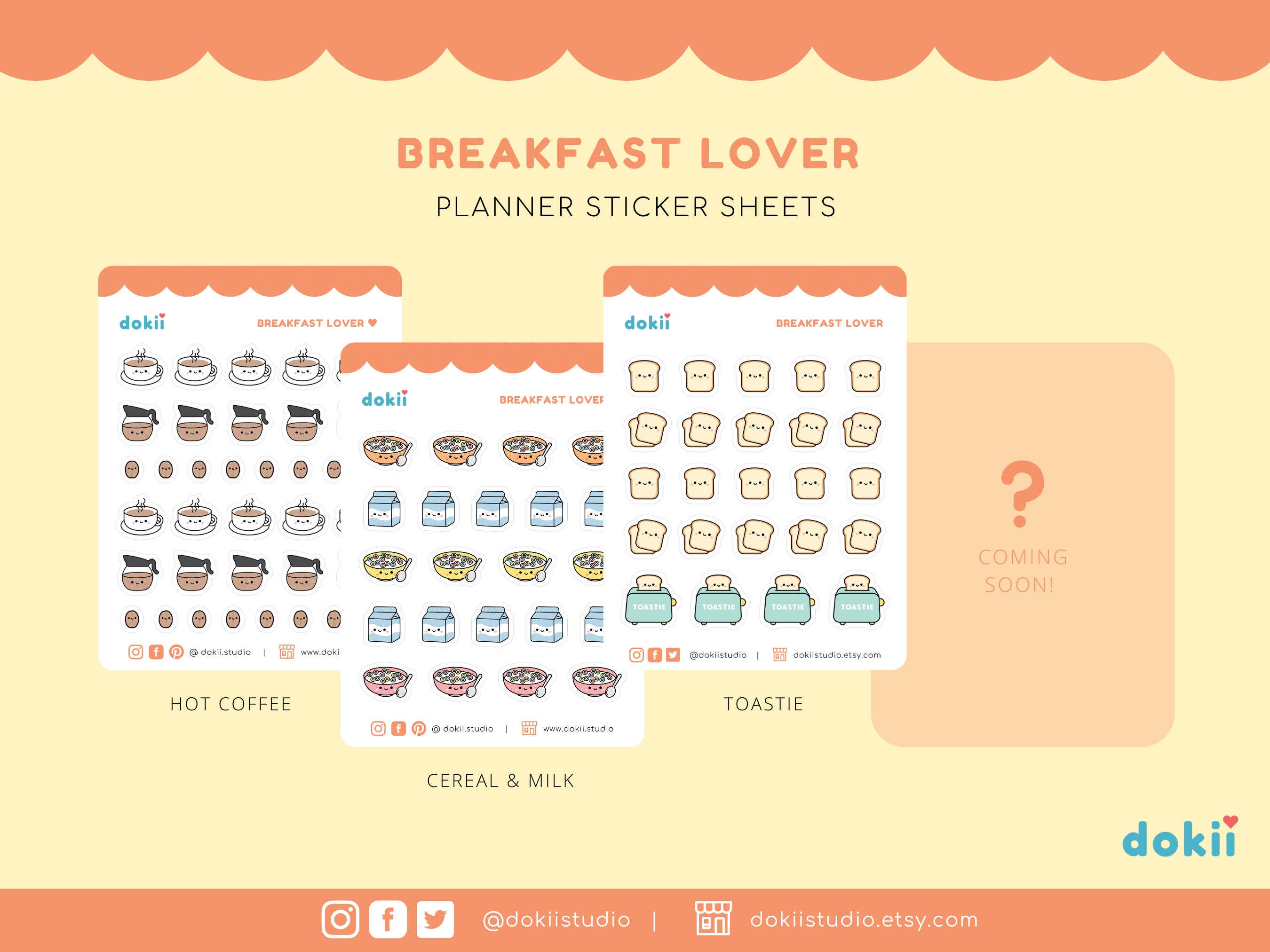 Kawaii Breakfast Lover Sticker Sheet | Cute Food Sticker Meal Planner ...