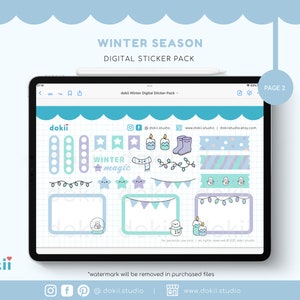 Kawaii Winter Season Digital Sticker Pack | 56+ Cute Winter Goodnotes ...