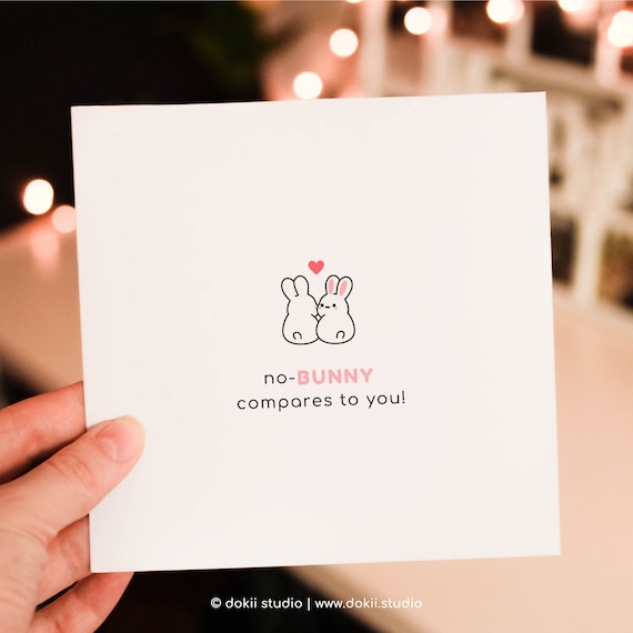 Okey Dokey Design Cute Illustrated Bunnies Anniversary Customisable Card - View #11