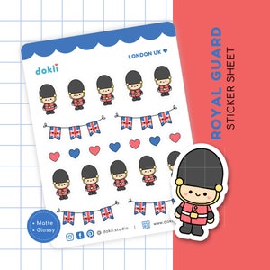 Stickervel London Guard | Leuke Royal Guard Sticker London Planner Sticker Change of Guards British Travel Sticker UK Buckingham Palace