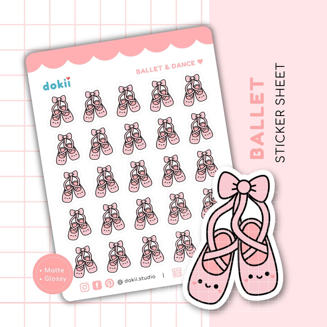 25 Cute Ballet Shoes Sticker Sheet | Kawaii Ballet Planner Stickers ...