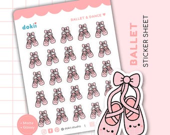 25 Cute Ballet Shoes Sticker Sheet | Kawaii Ballet Planner Stickers Ballet Class Reminder Stickers Ballet Lesson Dance Practice Stickers UK
