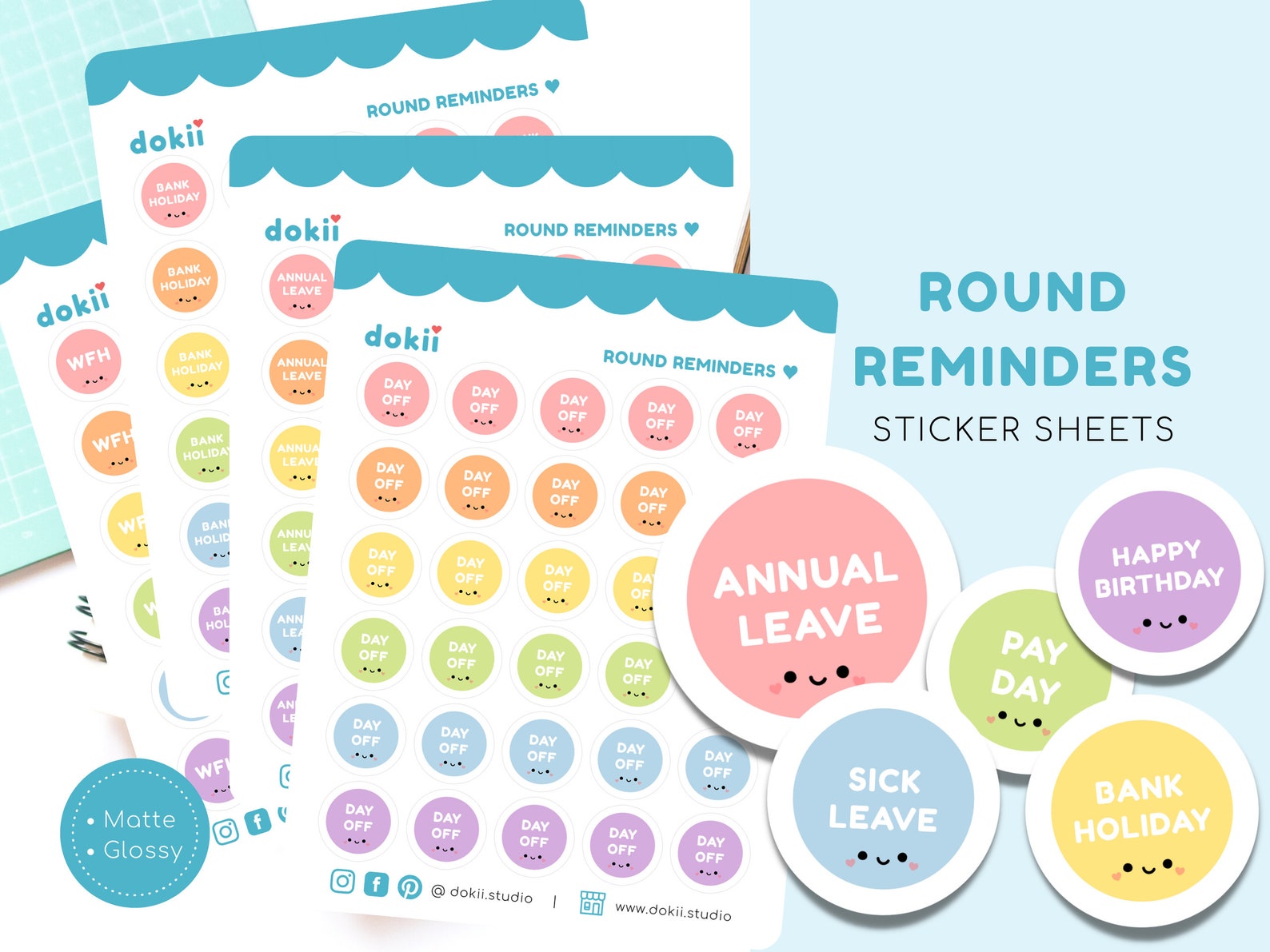 Round Reminders Stickers | Circular Reminders Pastel Aesthetic Stickers ...