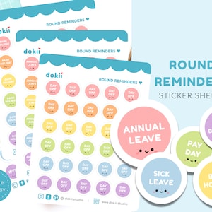Ronde herinneringenstickers | Circulaire herinneringen Pastel esthetische stickers minimalistisch | Vrije dag, jaarlijks verlof, ziektedag, feestdag... VK