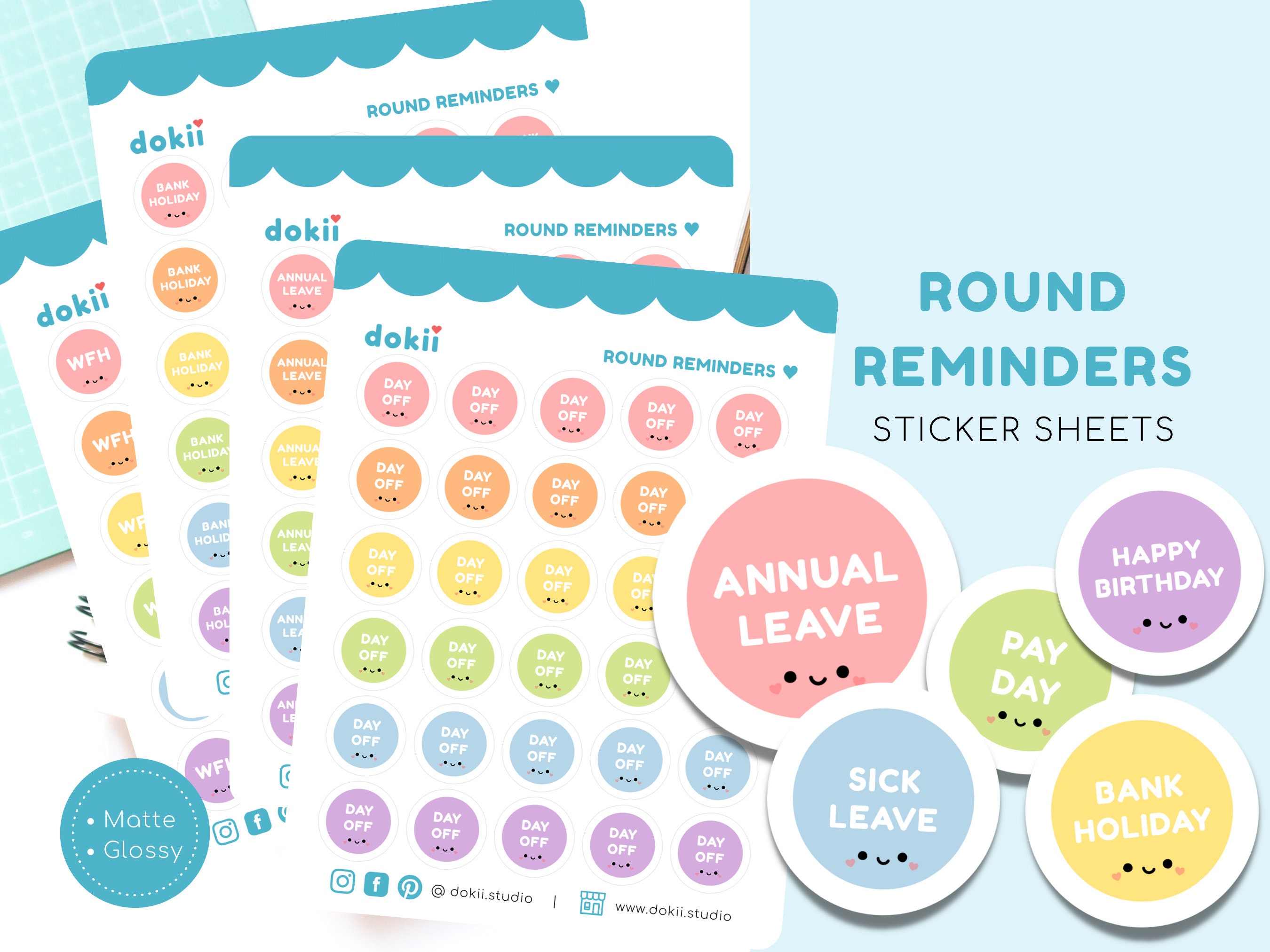 Sticker Remind Round Reminders Stickers | Circular Reminders Pastel Aesthetic Stickers ...