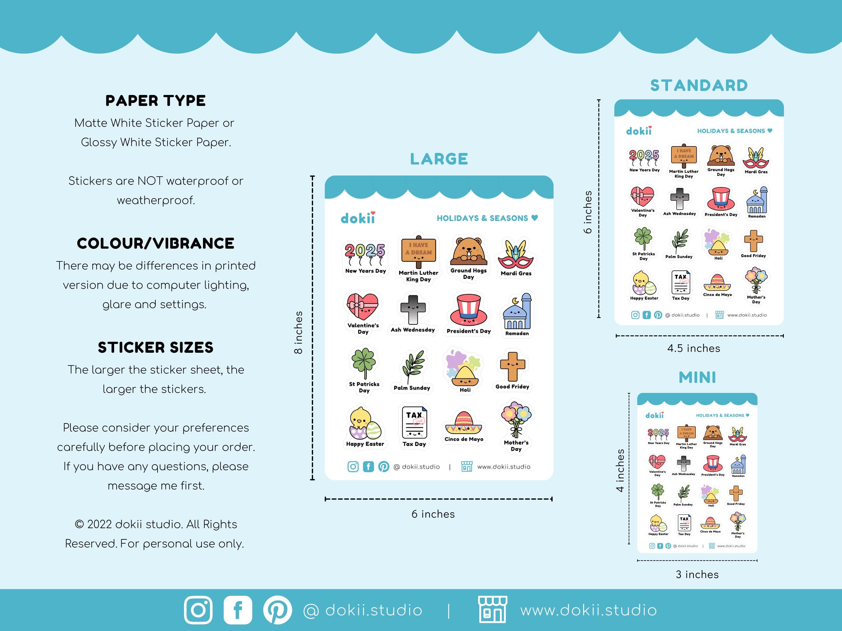2026 Holidays Sticker Sheet | Cute Calendar Planner Stickers Seasons ...