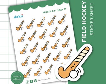 Foglio di adesivi per hockey su prato / Simpatici adesivi per hockey Sport Hockey Practice Tracker Planner Adesivo Partita di torneo sportivo UK