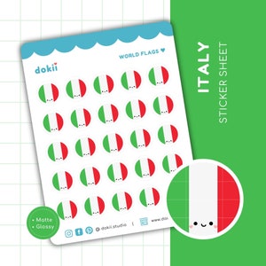 Italien Flagge Sticker Bogen | Niedliche Italienische Flagge Sticker Sticker Italien Sticker Italien Reise Sticker Italienische Sprache Sticker