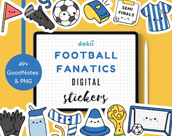 Pegatinas digitales de fútbol / Pegatinas de recordatorio de entrenamiento de fútbol para GoodNotes / Lindo planificador deportivo PNG Clipart Pegatinas de fútbol