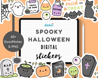 Kawaii Spooky Halloween Digital Stickers | Cute Trick or Treat Stickers GoodNotes Digital Planner Stickers