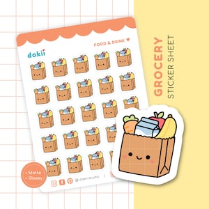 Hoja de pegatinas para comestibles / Lindas pegatinas de supermercado Pegatinas para planificador de comestibles Pegatinas para compras de comestibles Lista de compras de alimentos Planificador de comidas Reino Unido