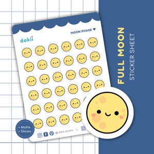 Kawaii Vollmond Sticker Bogen | Niedliches Moon Tracker Planner Sticker Symbol | New Vollmond Mondfest Mid-Autumn Space Planet Astronomie UK
