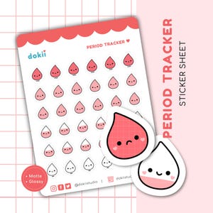 Foglio di adesivi carini per il ciclo mestruale / Adesivi kawaii per il pianificatore del ciclo mestruale Adesivo per il monitoraggio del ciclo Adesivo per l'ovulazione Diario del ciclo mestruale Ciclo mensile Mestruazioni