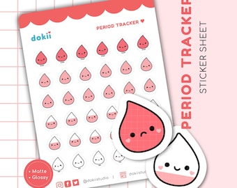 Foglio di adesivi carini per il ciclo mestruale / Adesivi kawaii per il pianificatore del ciclo mestruale Adesivo per il monitoraggio del ciclo Adesivo per l'ovulazione Diario del ciclo mestruale Ciclo mensile Mestruazioni