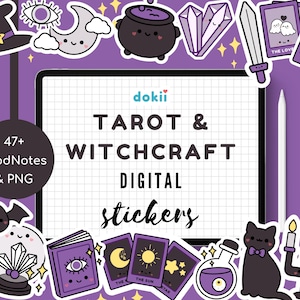 Tarot & Witchcraft Halloween Digital Stickers | Cute Tarot Stickers GoodNotes Digital Planner Stickers Halloween Witchy Digital Stickers
