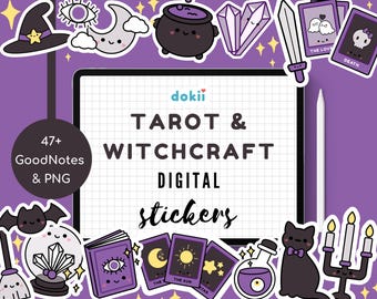 Tarot & Witchcraft Halloween Digital Stickers | Cute Tarot Stickers GoodNotes Digital Planner Stickers Halloween Witchy Digital Stickers