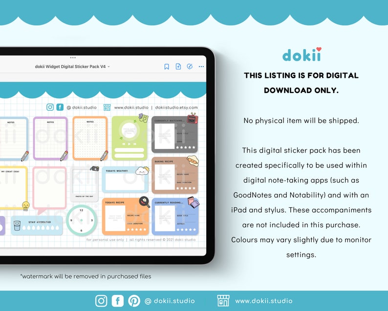 Sticker Widget Cute Digital Widget Stickers | 35 Essential Digital Planner Widgets ...