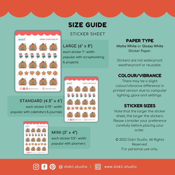 Gingerbread House Sticker Sheet Cute Christmas Planner Stickers