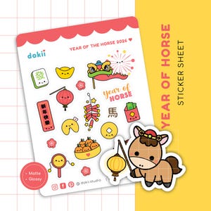 Cute 2026 Year of the Horse Sticker Sheet | Kawaii Lunar New Year ...