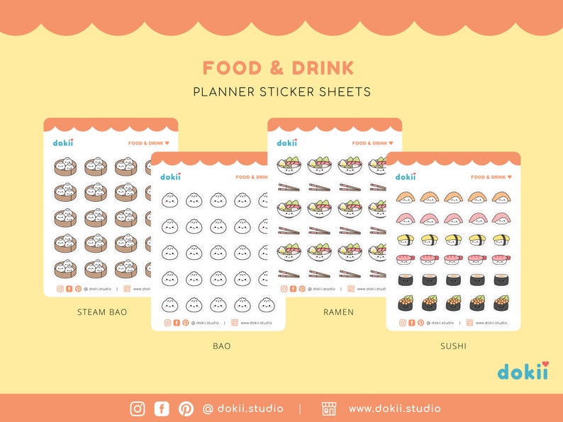 Kawaii Food & Drink Sticker Sheet Cute Meal Planner Stickers - Etsy