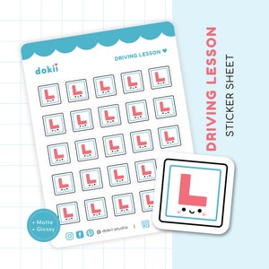 Stickervel autorijles | Leuke L-plaat stickers planner autorijden leren rijden planner stickers leerling rijden planner stickers
