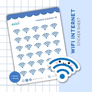Naklejki na słodkie planery Wi-Fi | Naklejki na planery internetowe Naklejki na ikony Wi-Fi Naklejki do śledzenia wydatków finansowych Naklejki przypominające o płaceniu rachunków Sygnał