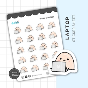 Jolie feuille d'autocollants pour ordinateur portable | Stickers planificateur de réunion Kawaii Zoom Stickers professionnels pour ordinateur portable de travail Icône Ordinateur bureau dokii BEAN Emoti Sticker