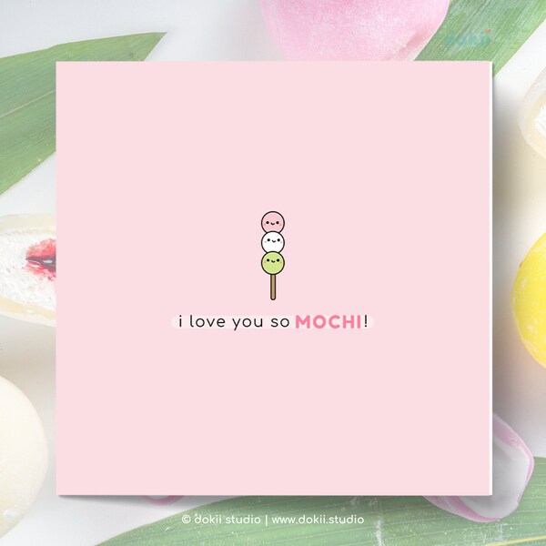 Kawaii Mochi Card Valentine's Day Card | Cute Japanese Mochi Card Kawaii Japanese Dango Card Cute Punny Mochi Card Anniversary Love UK