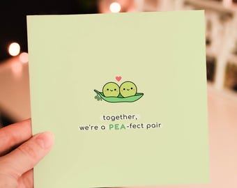 Niedliche Erbsen Karte | Lustige Karte Valentinstag für Sie, Kawaii Erbsen Jubiläumskarte für Ihn, Bestie Karte Lustiges Wortspiel Zwillinge Geburtstag Bester Freund