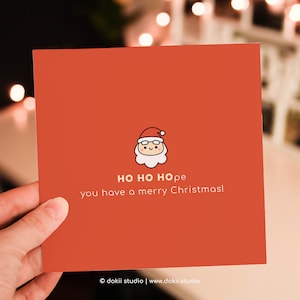 Carte de voeux mignonne du père Noël | Jolie carte de Noël Carte de père Noël drôle Jeu de mots drôle Carte de Noël kawaii Cadeau du père Noël Salutations du Père Noël