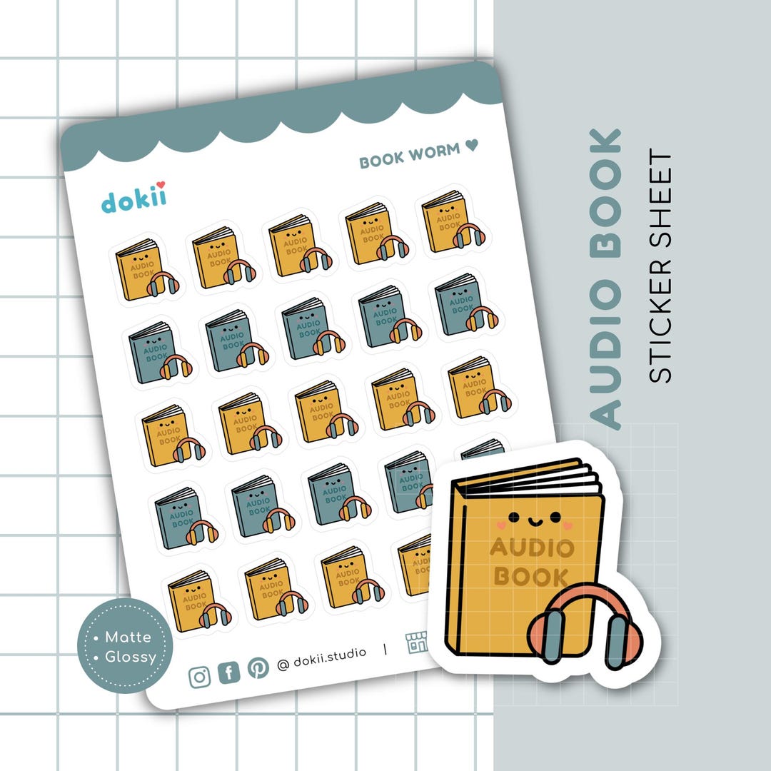 Audio Book Sticker Sheet | 25 Audio Book Planner Stickers | Cute ...