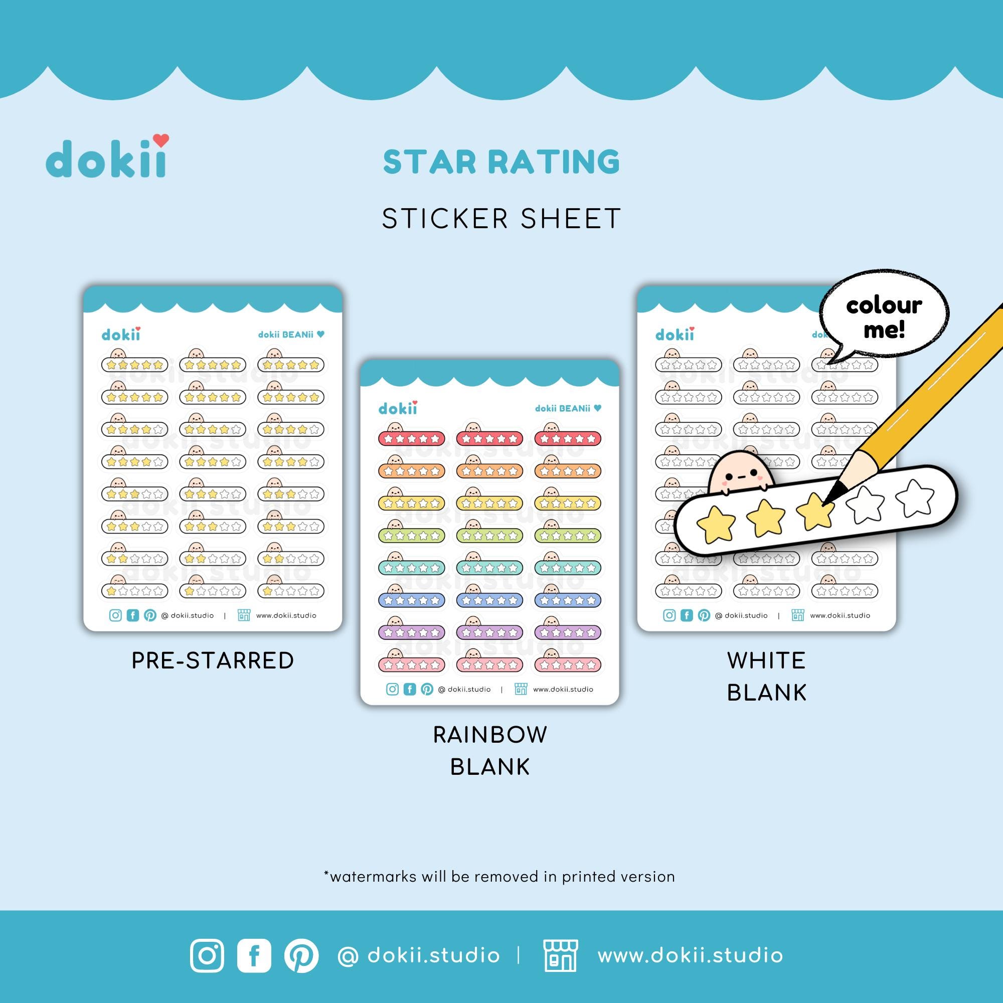Cute Star Rating Sticker Sheet | Kawaii Star Planner Sticker Star ...