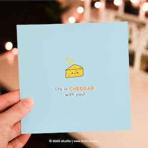 Biglietto di auguri carino e formaggioso / Biglietto con gioco di parole sul formaggio, biglietto di anniversario kawaii, regalo carino per gli amanti del formaggio, biglietto di auguri con gioco di parole divertente Positivity UK