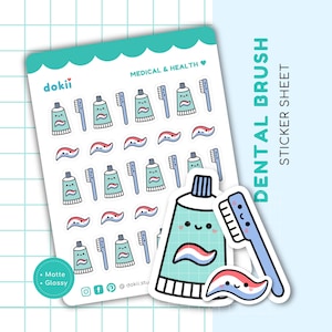 Linda hoja de pegatinas para cepillos de dientes / pegatinas para planificadores de cepillos de dientes Pegatinas para planificadores dentales de pasta de dientes Pegatinas kawaii para recordatorios de cepillado de dientes Reino Unido